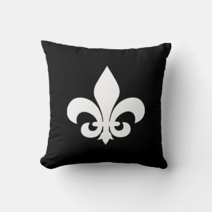 Black and White Fleur de Lis Cushion
