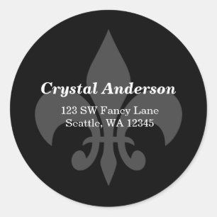 Black and White Fleur-De-Lis Custom Address Label