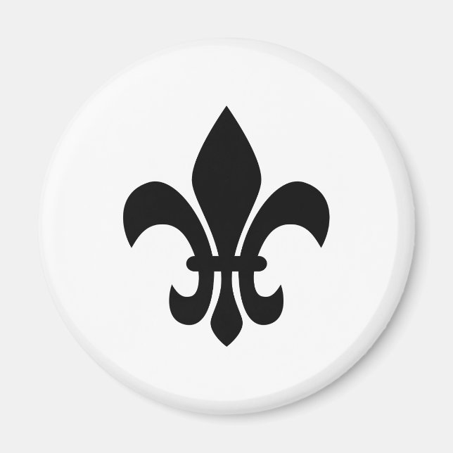 Black and White Fleur de Lis Magnet (Front)