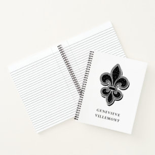 Black and White Fleur De Lis  Notebook