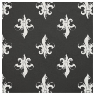 Black and White Fleur De Lis Pattern Fabric