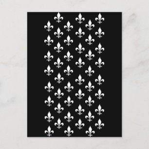 Black and White Fleur de Lis Pattern Postcard