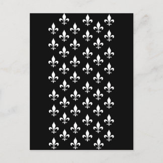 Black and White Fleur de Lis Pattern Postcard