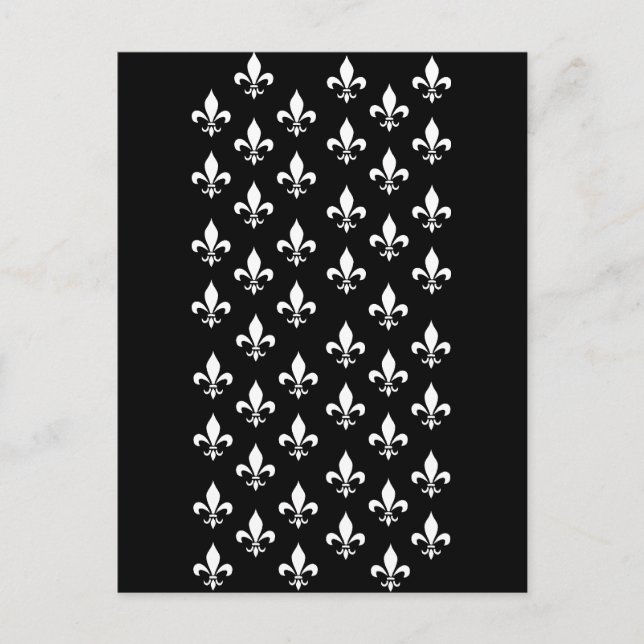 Black and White Fleur de Lis Pattern Postcard (Front)