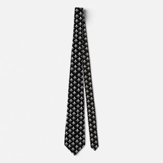 Black and White Fleur de Lis Pattern Tie