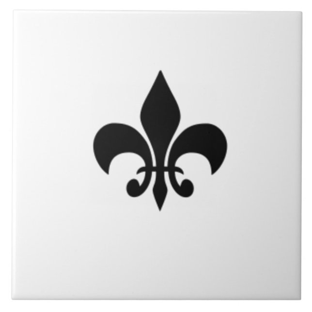 Black And White Fleur De  Lis Tile (Front)
