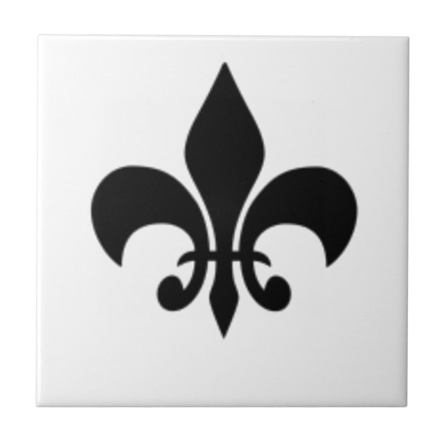 Black And White Fleur De  Lis Tile (Front)