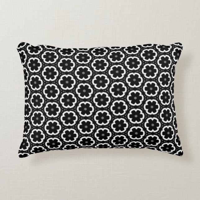 Black and White Floral Accent Pillow (Front)