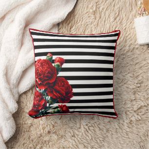 Black and White Floral Beauty Cushion