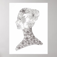 Black and White Floral Beauty Girl Salon Spa