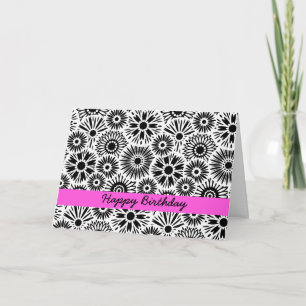 Black and white floral Birthday Card