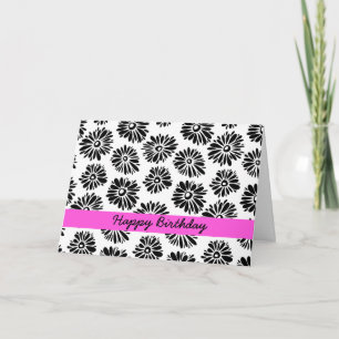 Black and white floral Birthday Card