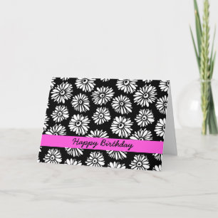 Black and white floral Birthday Card