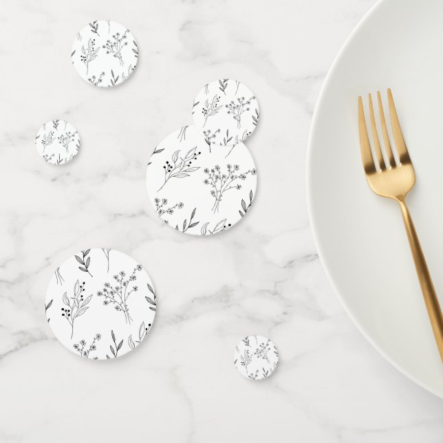 Black and White Floral Boho Wedding Confetti (Group)