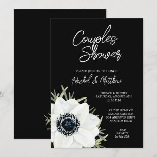 Black and White Floral Bridal Shower Invitation