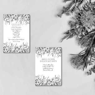 Black and White Floral Bridal Shower Invitation