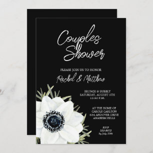 Black and White Floral Bridal Shower Invitations
