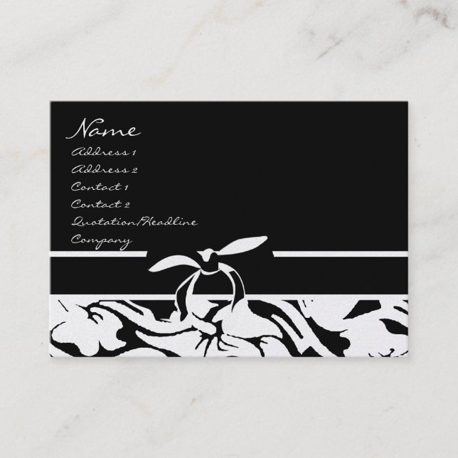Black and White Floral Business Card (Front)