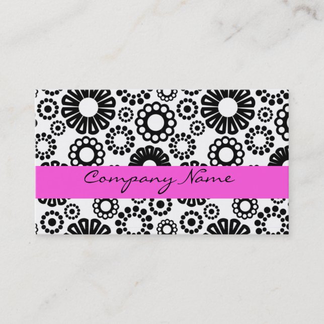 Black and white floral Business Card (Front)