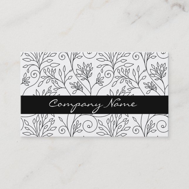 Black and white floral Business Card (Front)