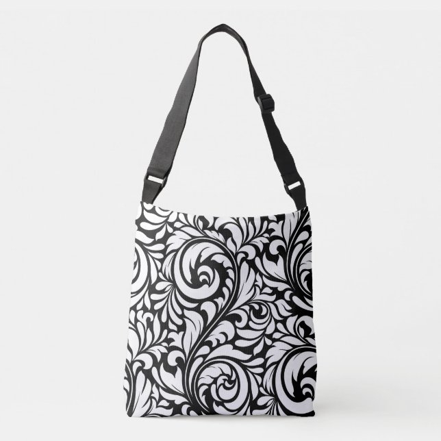 Black and White Floral Crossbody Bag (Front)