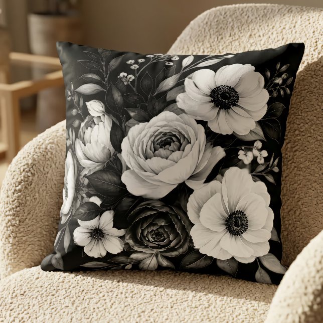Black And White Floral Cushion (Creator Uploaded)