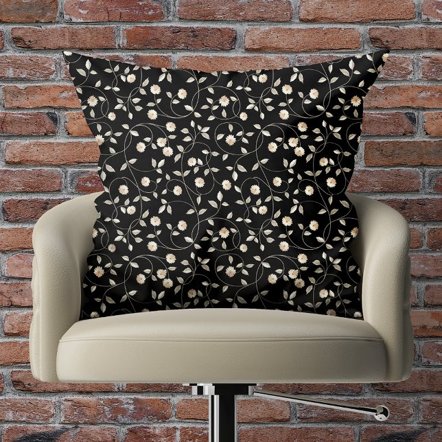 Black and White Floral Cushion (MATCHING items in our store. )