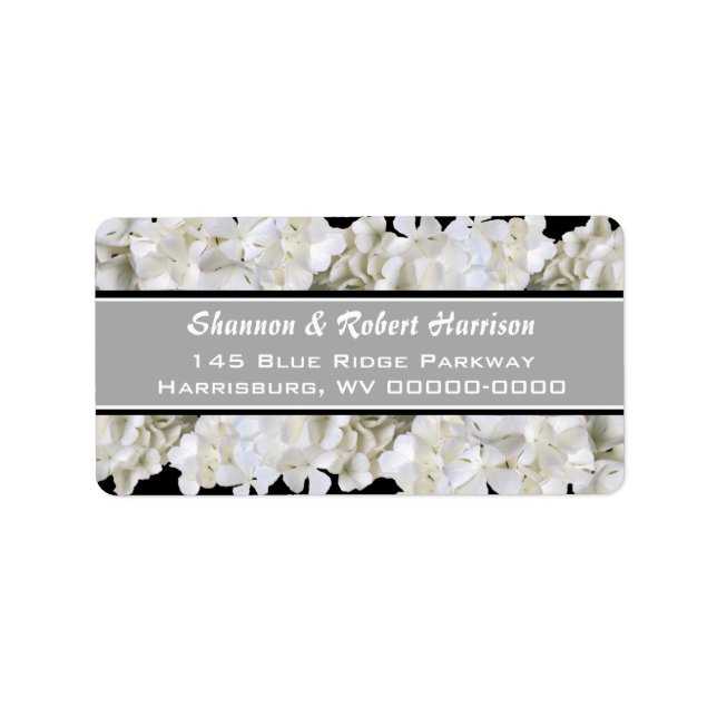 Black and White Floral Custom Address Labels (Front)