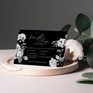 Black and White Floral Custom RSVP Enclosure Card
