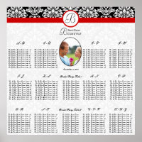 Black and White Floral DamaskRed Trim Photo