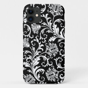 Black And White Floral Damasks Vintage Pattern Case-Mate iPhone Case