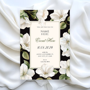 Black and white Floral elegant Invitation