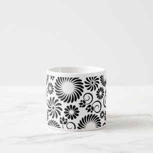Black and white floral Espresso Mug