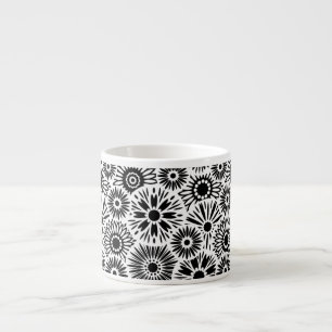 Black and white floral Espresso Mug