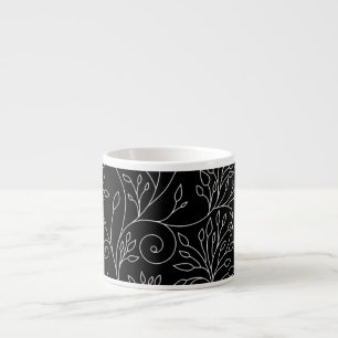 Black and white floral Espresso Mug