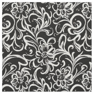 Black and White Floral Fabric