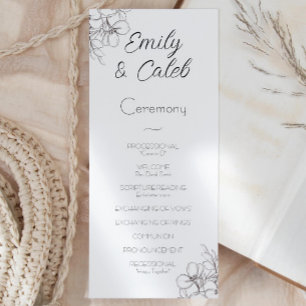 Black and White Floral Frame Line Art Wedding Programme