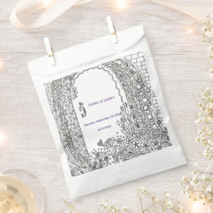Black and White Floral Garden Door Wedding Favour Bags