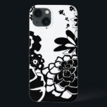 Black and White Floral Garden Graphic Pattern iPhone 13 Case<br><div class="desc">A graphic pattern that showcases a black and white floral garden scene,  created by Chariklia Zarris. Even with only two colours the painting is almost overwhelming in its beauty. Give yourself the gift of an exquisite floral display by purchasing this print today!</div>