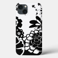 Black and White Floral Garden Graphic Pattern