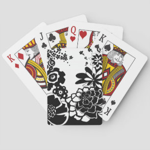 Black and White Floral Garden Graphic Pattern Playing Cards
