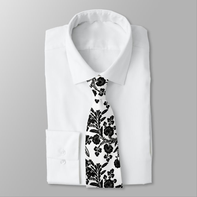Black and white floral gift tie (Tied)