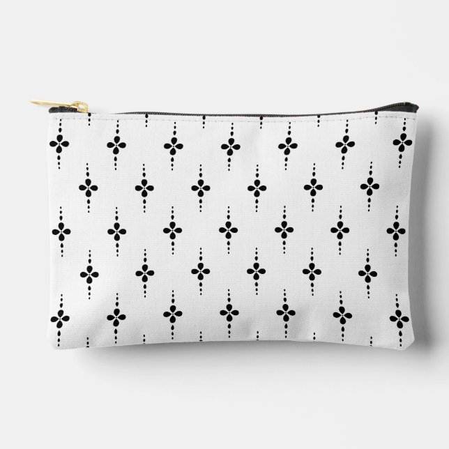 Black and White Floral Inspired Pattern Stylish Accessory Pouch (Front)