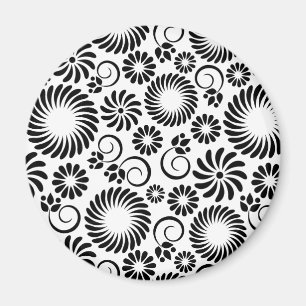 Black and white floral iPhone magnet