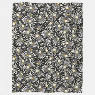 Black and white floral iris blanket