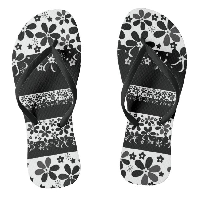 Black and white floral jandals (Footbed)