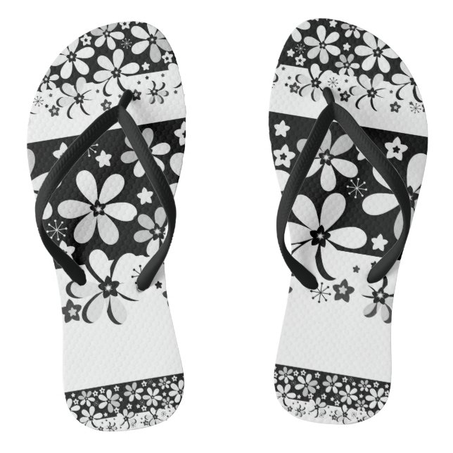 Black and white floral jandals (Footbed)