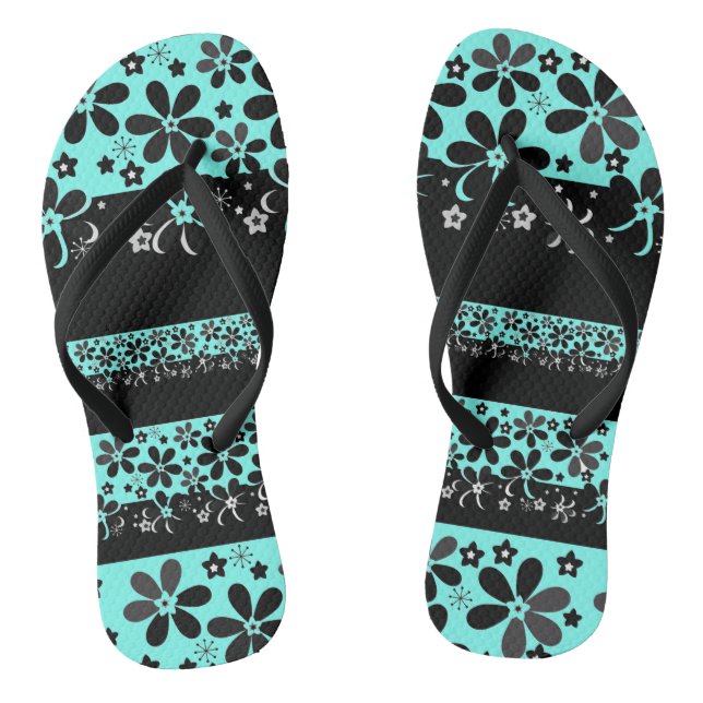 Black and white floral jandals (Footbed)