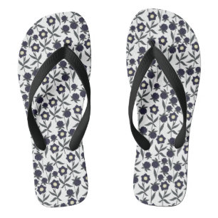 Black And White Floral Jandals