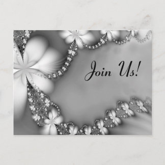 Black and White Floral Jewel, Join Us! Invitation Postcard